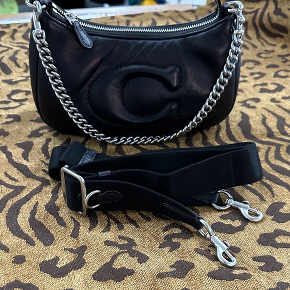 Coach Handbags - Coach Black Leather Teri  Bag with Silver Accents